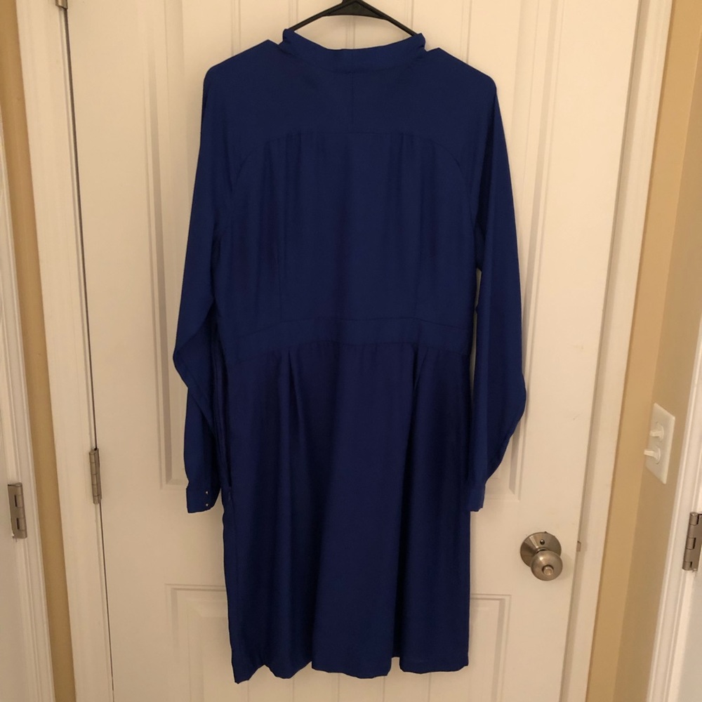 Royal Blue Tie Neck Dress - Picture 2 of 2